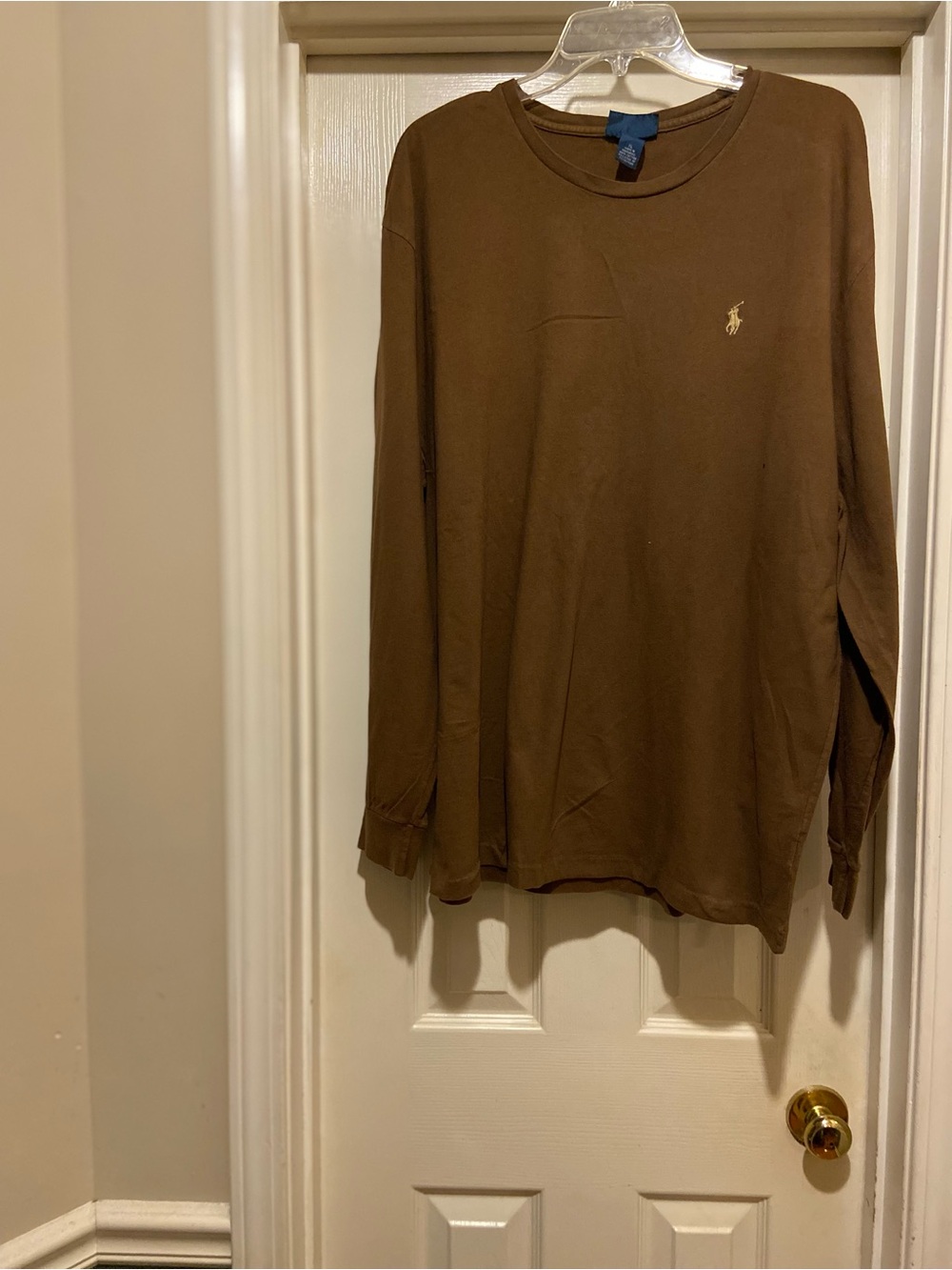 Ralph Lauren Brown Crewneck Long Sleeve Tee with Polo Label